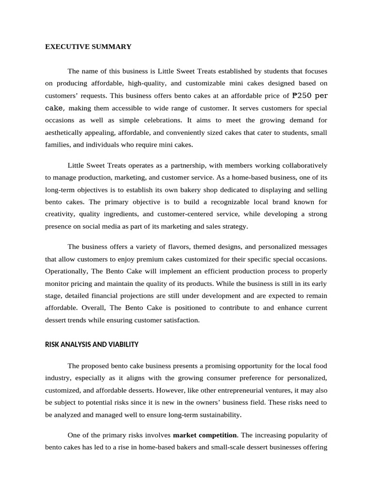 Executive Summary and Risk Analysis | PDF | Pricing | Marketing
