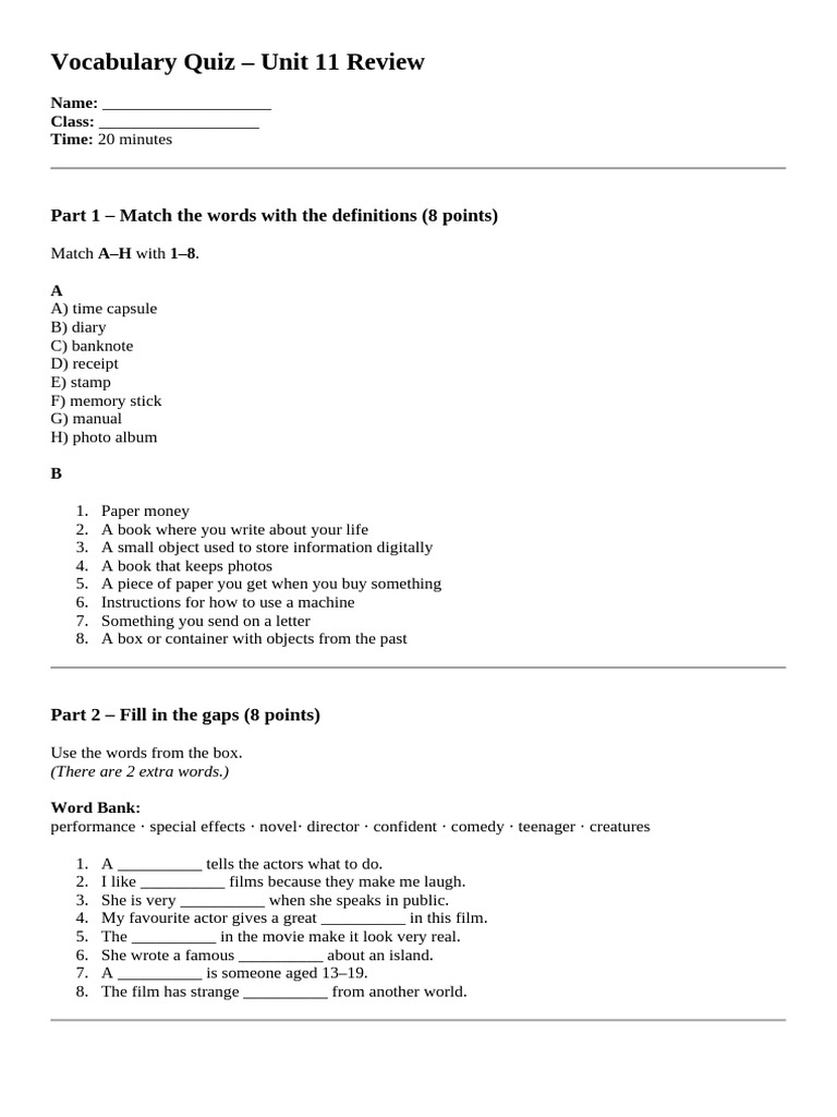Unit 11 Review | PDF