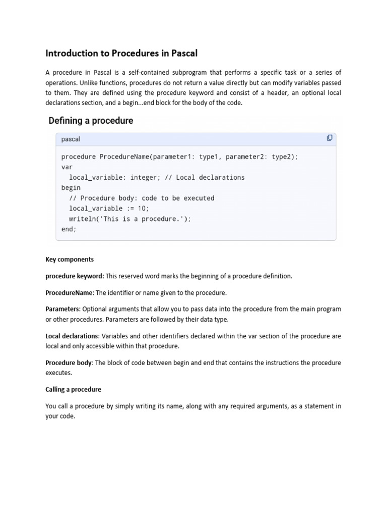 PLC UNIT 5 Procedures in Pascal | PDF