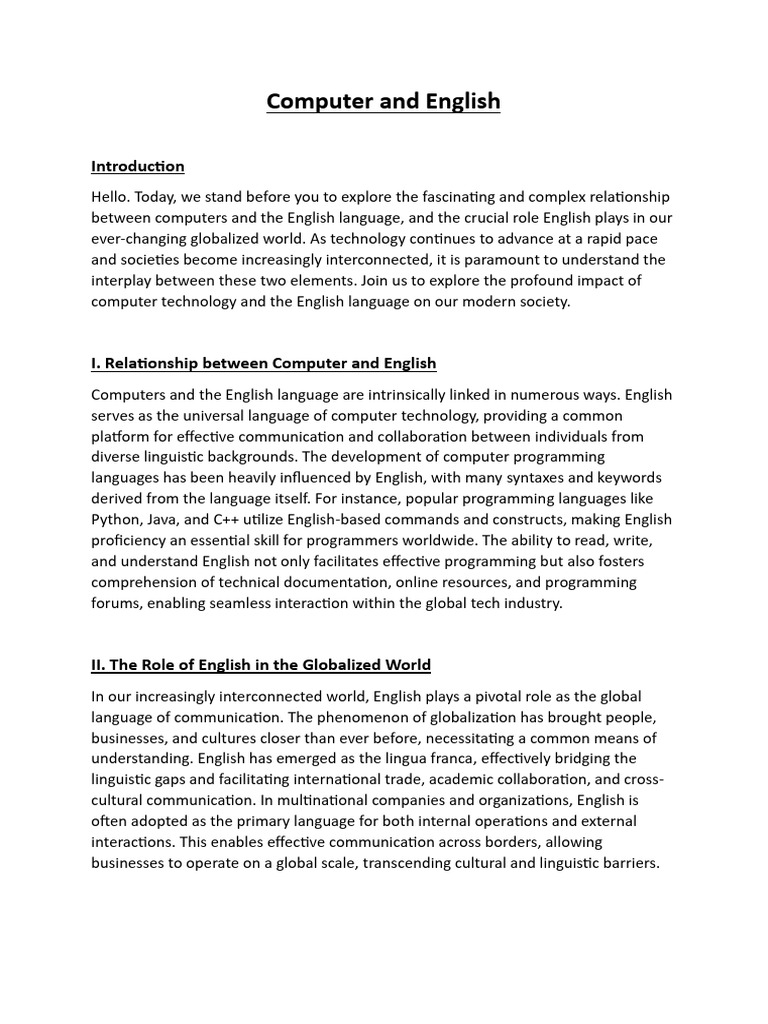 Computer and English | PDF