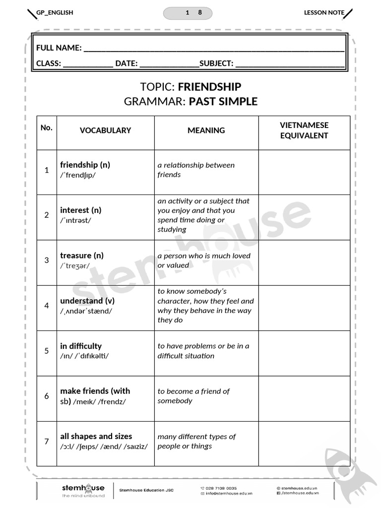 GP - ENGLISH - 12 - LESSON NOTE - ONLINE - Long Nguyen - English ...