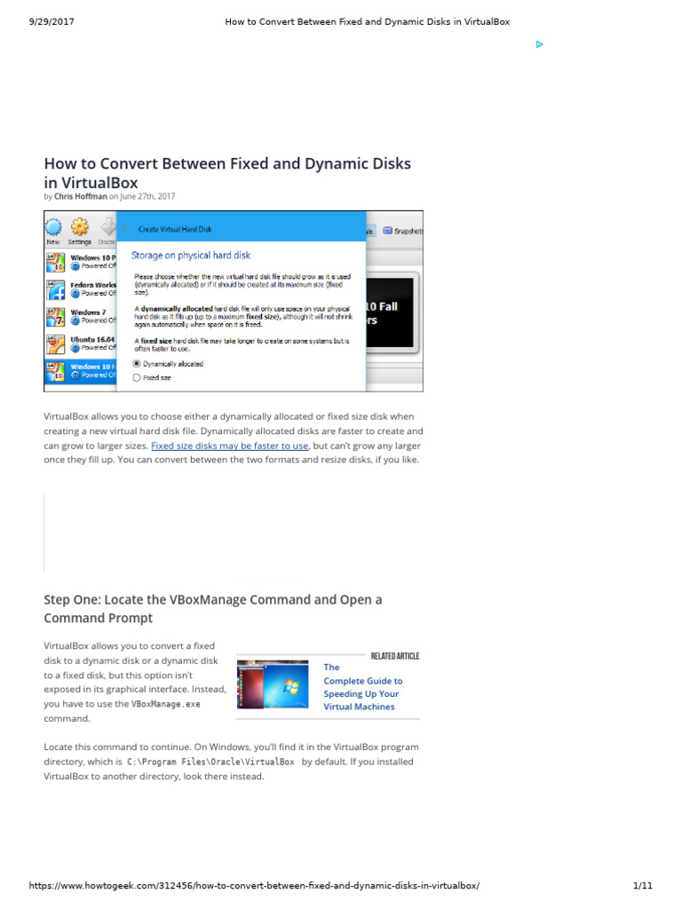How To Convert Between Fixed and Dynamic Disks in VirtualBox | PDF ...