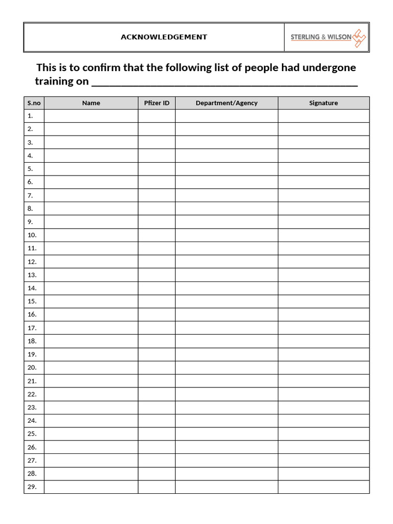Training Form | PDF