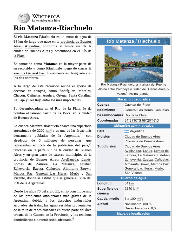 Río Matanza-Riachuelo | PDF | Ciencias de la Tierra