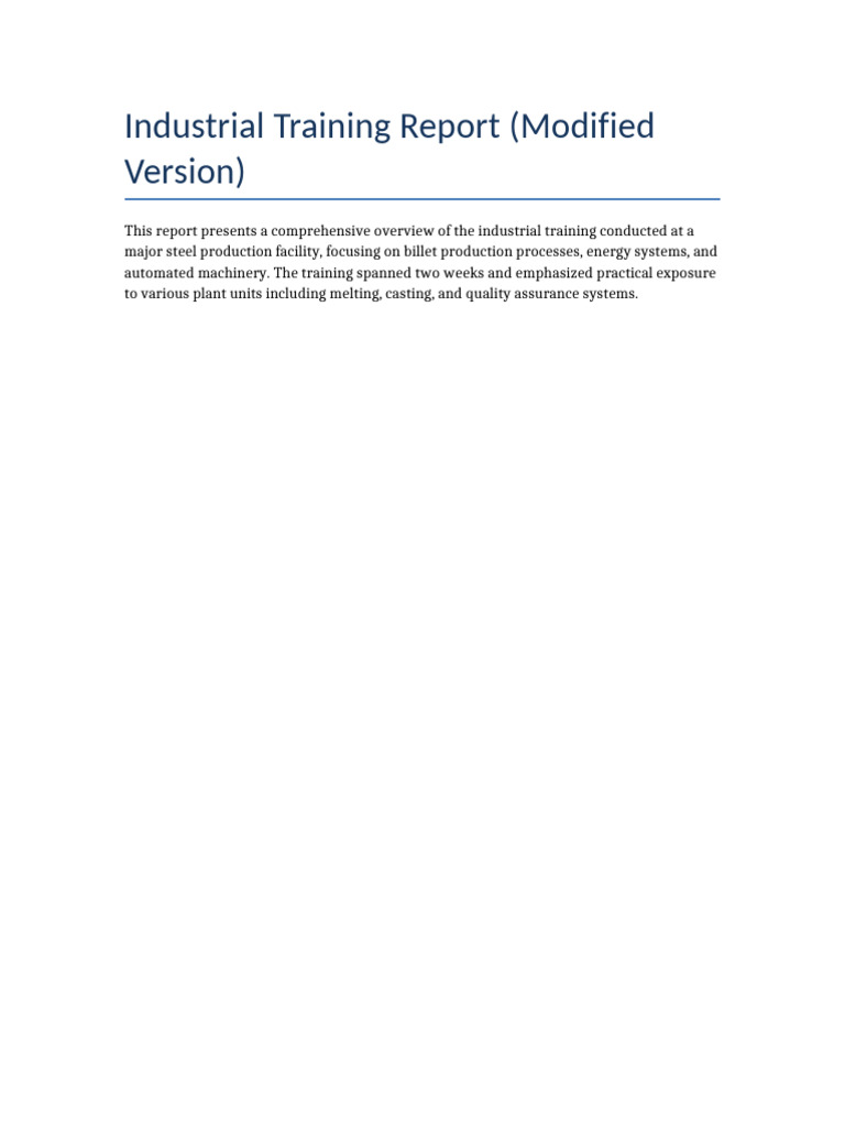 Modified Industrial Training Report | PDF