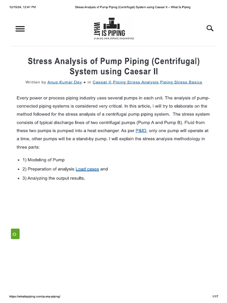 Pump Piping Analysis | PDF