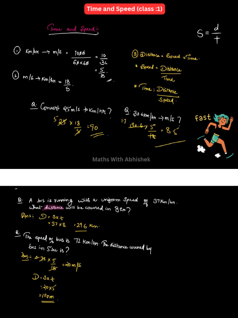 Speed and Time (Class 1) | PDF
