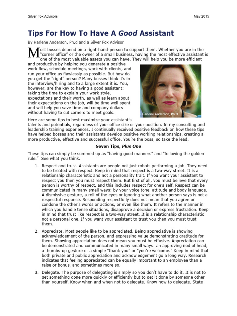 How To Have A Good Assistant | PDF | Body Language | Human Communication