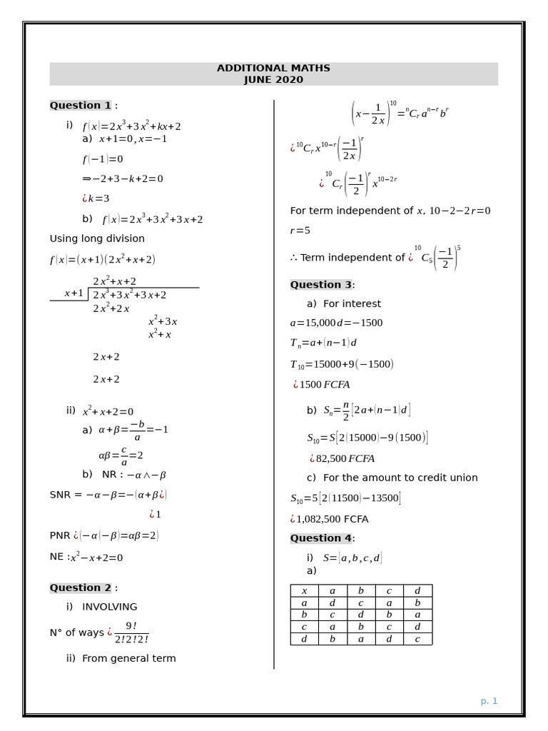Additional Maths | PDF