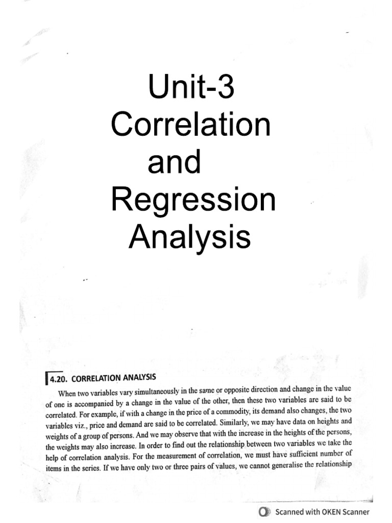Correlation and Regression Analysis Unit 3 | PDF