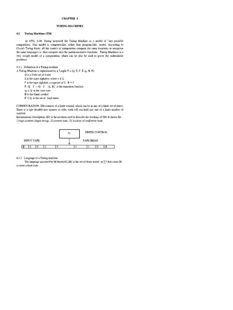 TURING MACHINE Notes | PDF