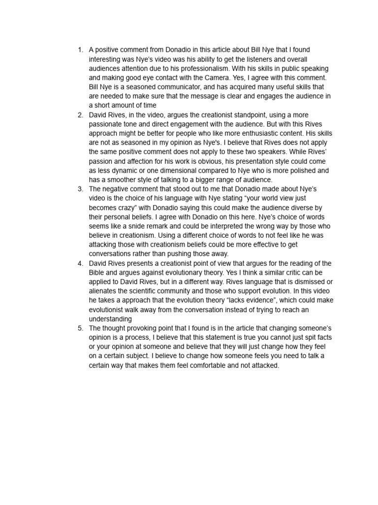 Bio 2 Writing Assignments | PDF | Creationism | Human Communication