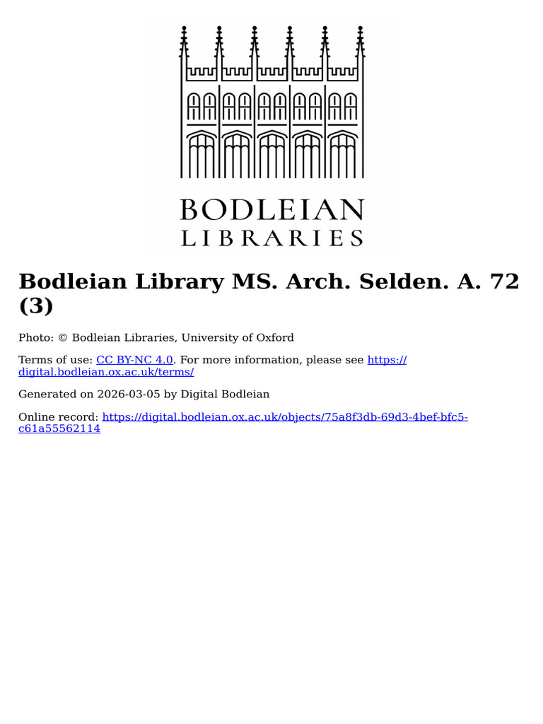 Bodleian Library MS Arch Selden A 72 3 | PDF