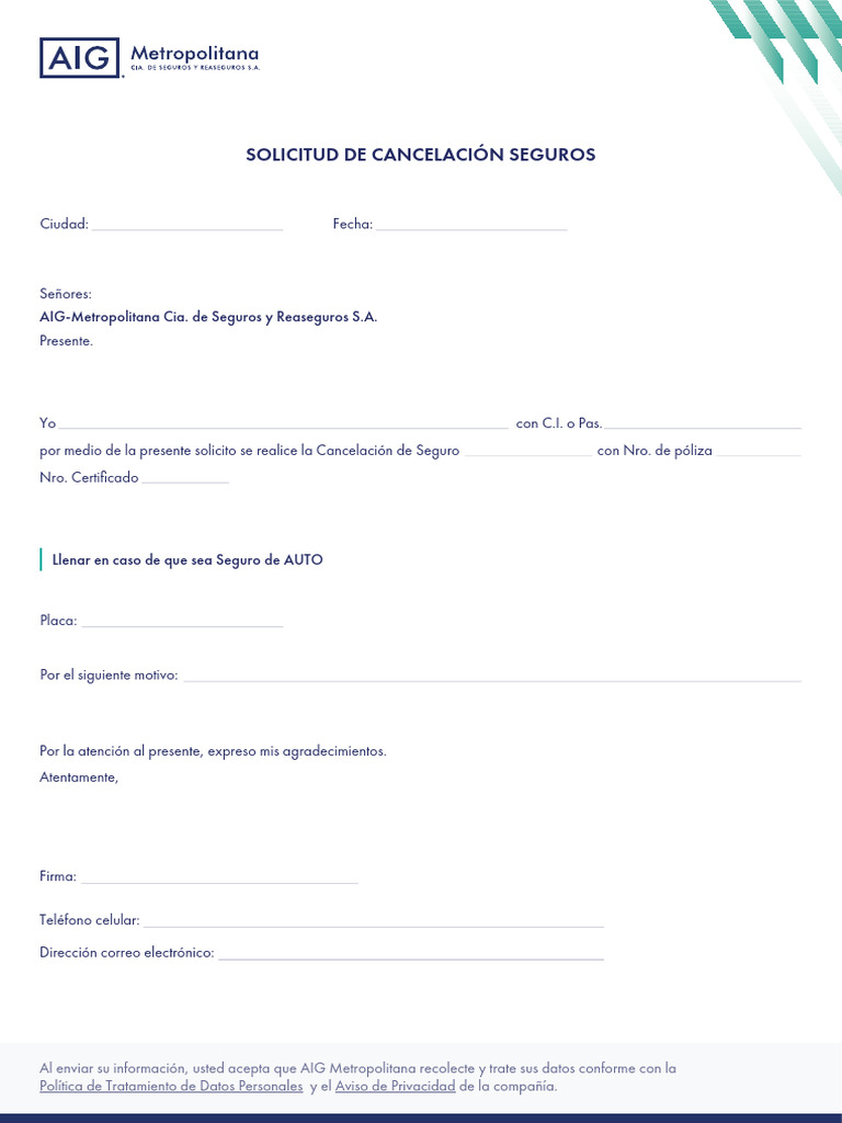 SolicCancSeguro 211123 2 Form | PDF