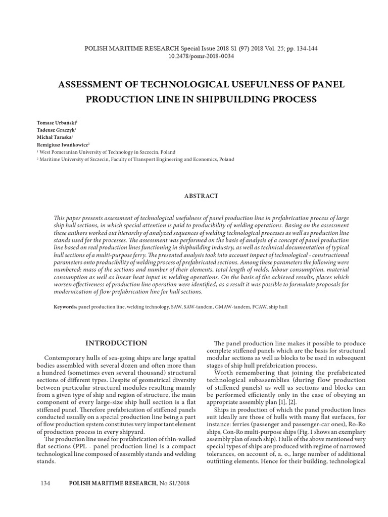 Assessment of Technological Usefulness of Panel Production Line in ...