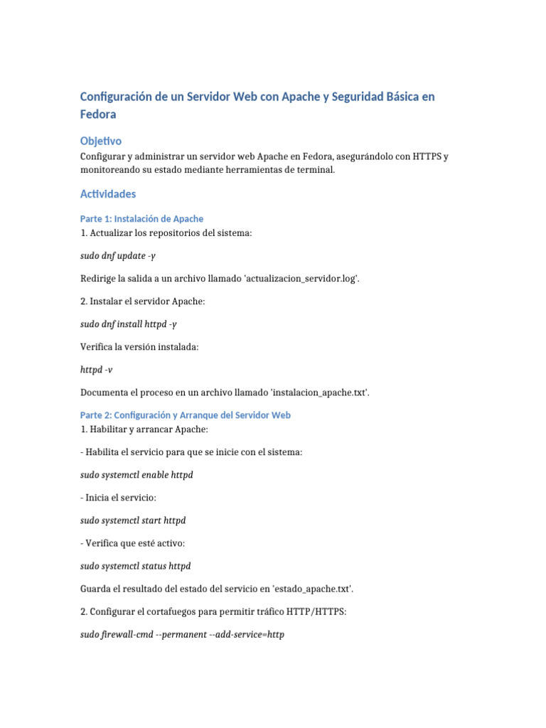 Practica Apache Fedora | PDF | Servidor HTTP Apache | Ciencias de la ...
