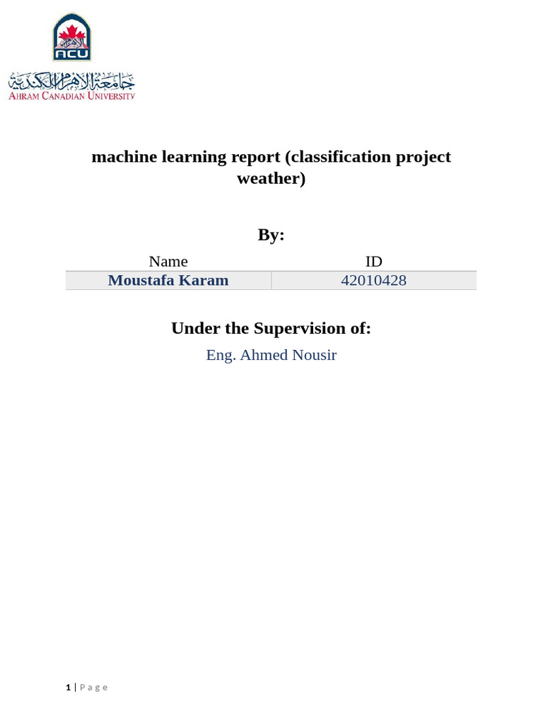 Machine Learning Report (Classification Project Weather) | PDF
