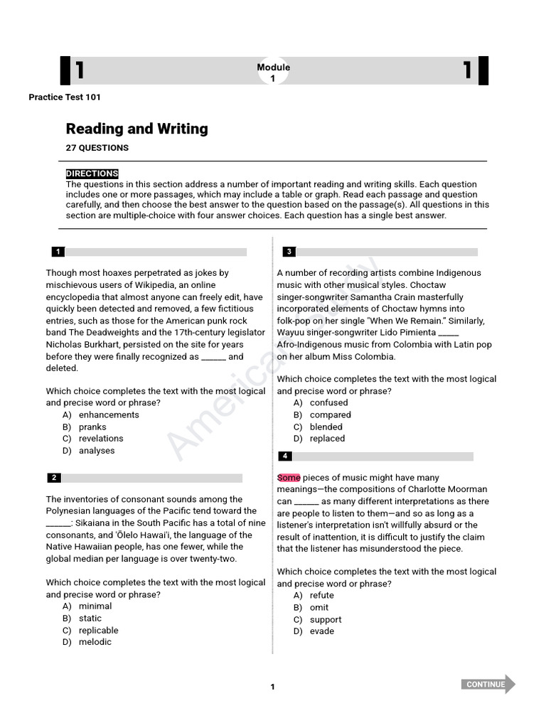 Practice Test 101 | PDF