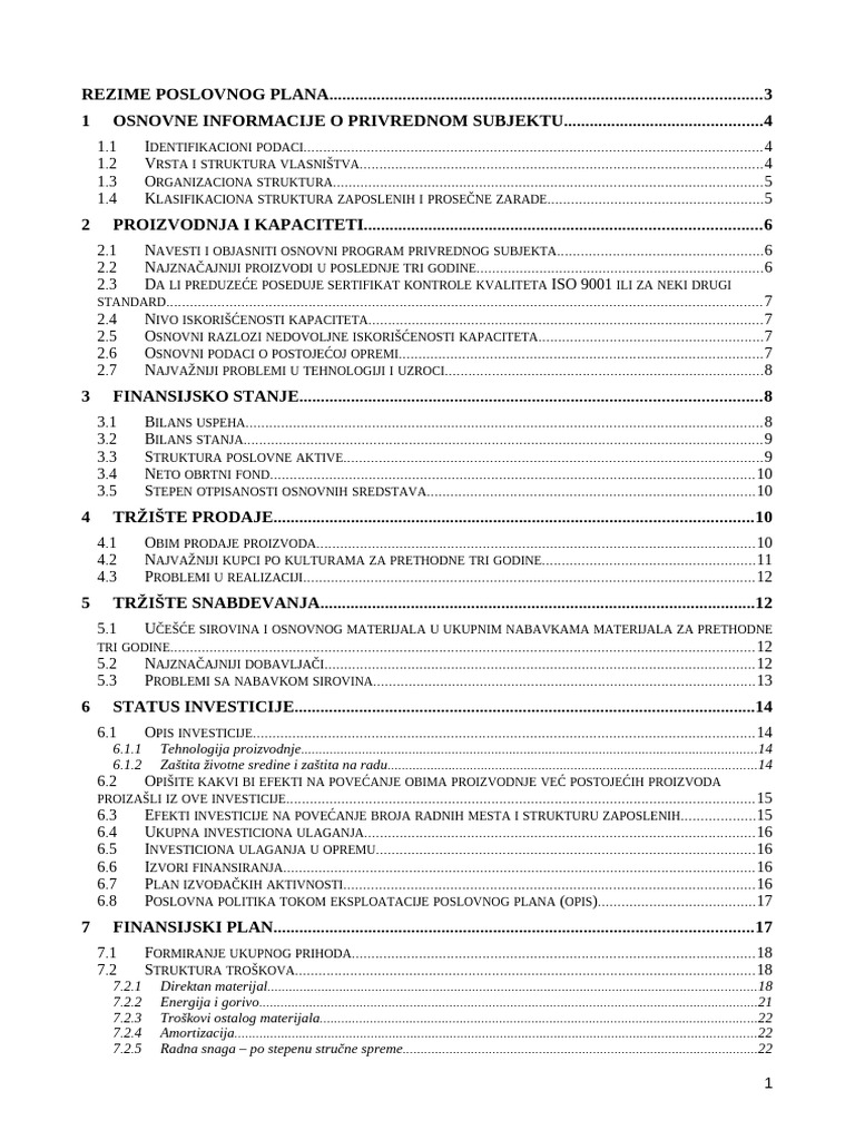Novi Poslovni Plan Sa BS | PDF