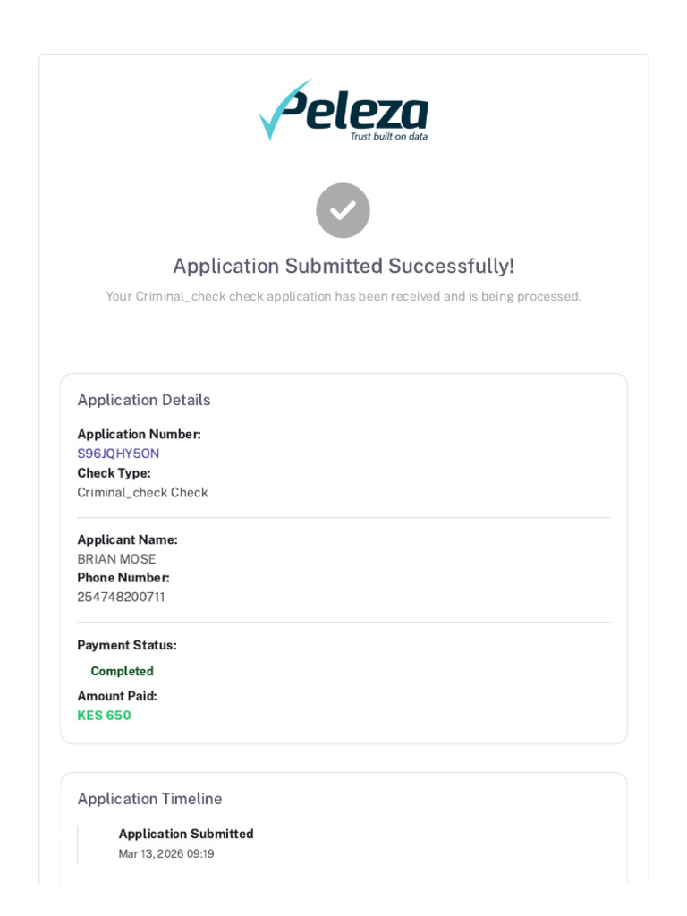 Application Submitted - Driver Check | PDF