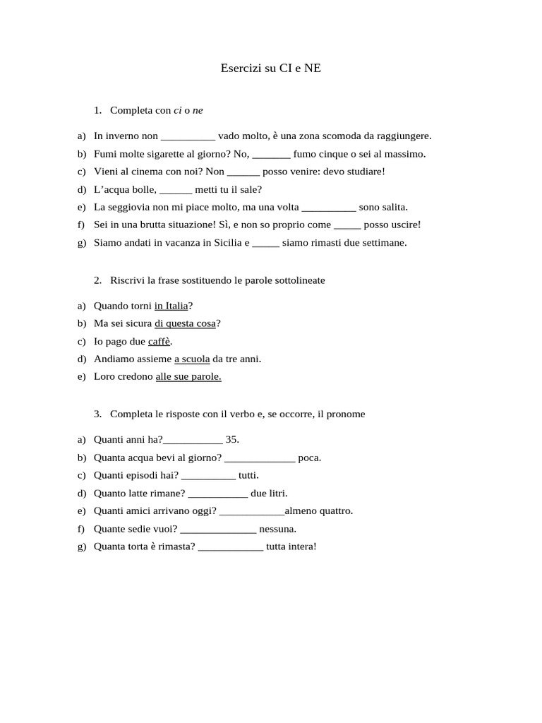 Esercizi Su CI e NE | PDF
