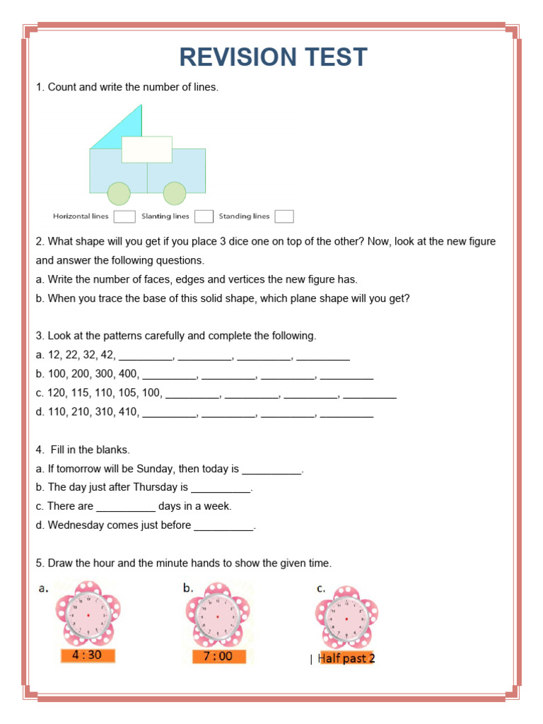 Revision Test 1 | PDF