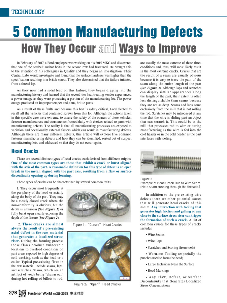 5 Common Manufacturing Defects | PDF