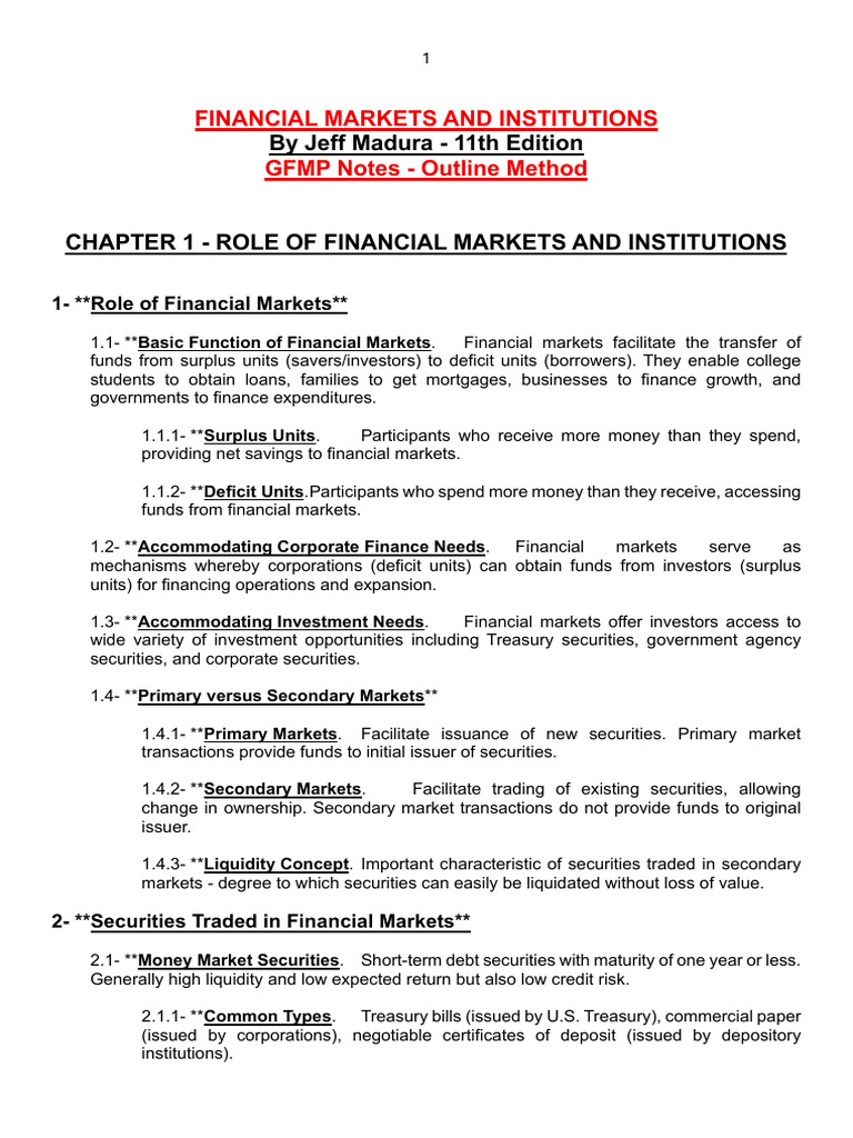 Financial Markets and Institutions | PDF