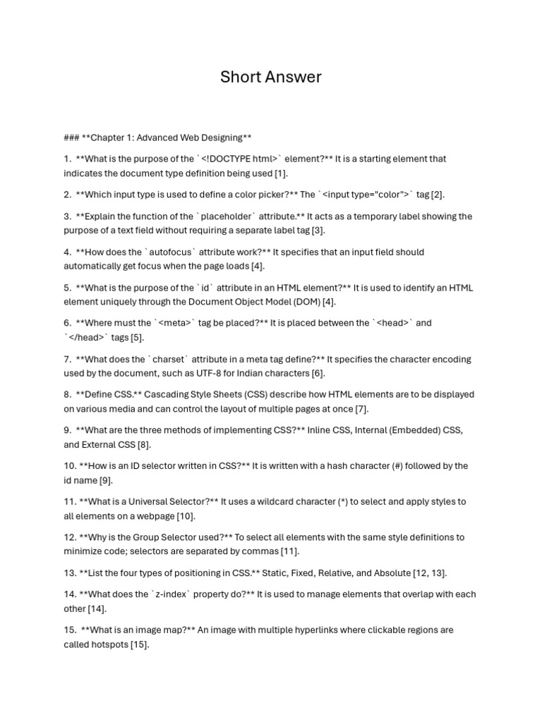 Short Answer | PDF