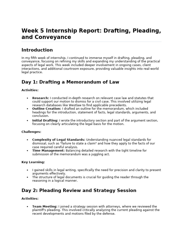 Week 5 Internship Report | PDF