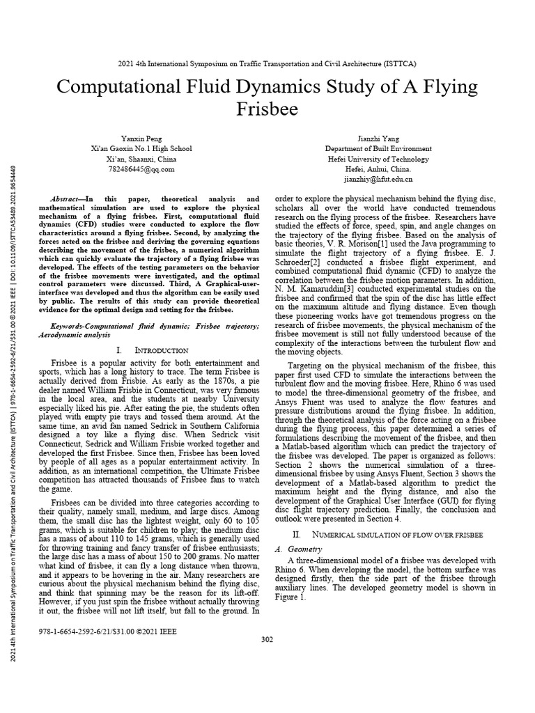 Computational Fluid Dynamics Study of A Flying Frisbee | PDF