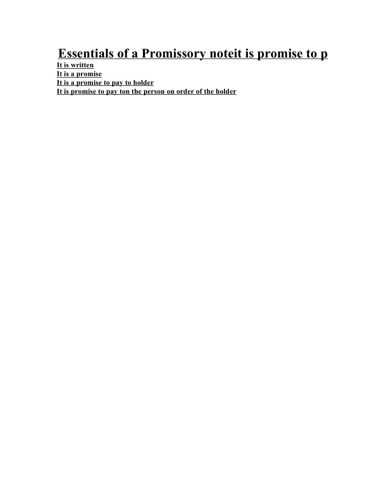 Essentials of A Promissory Note | PDF