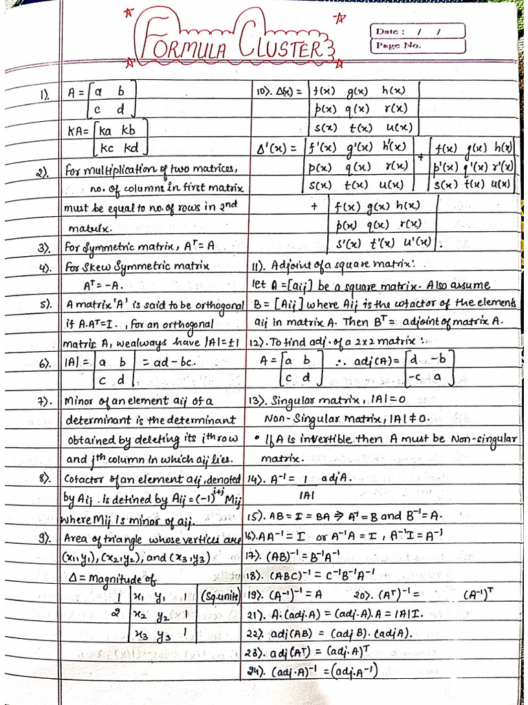 XII Maths Formula Cluster by O.P. Gupta | PDF