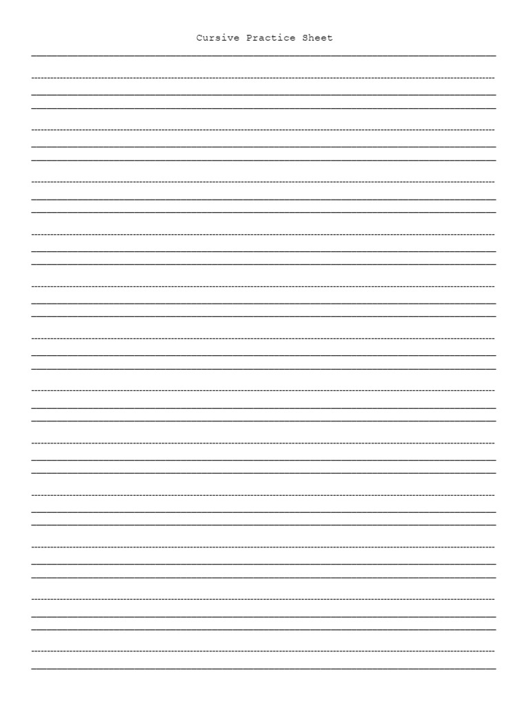Ligned Paper - Cursive Practice Sheet | PDF