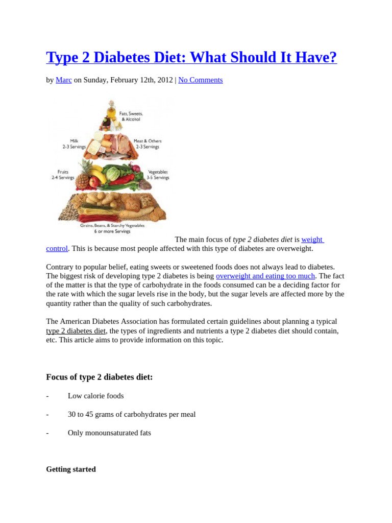 Type 2 Diabetes Diet | PDF