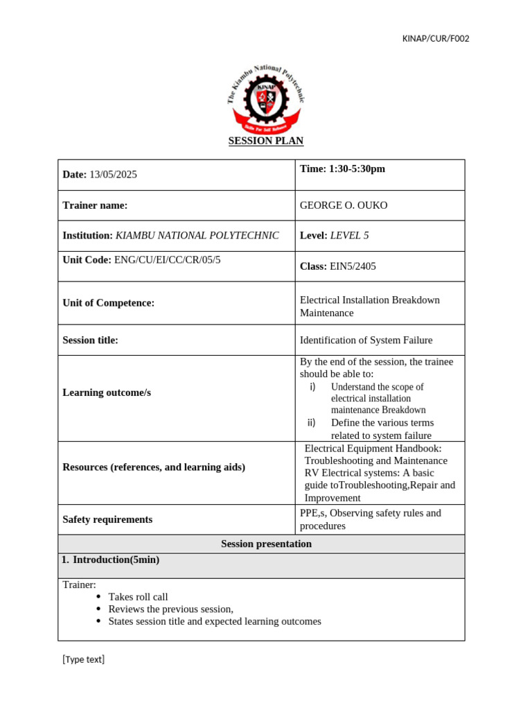 Session Plan 1 | PDF