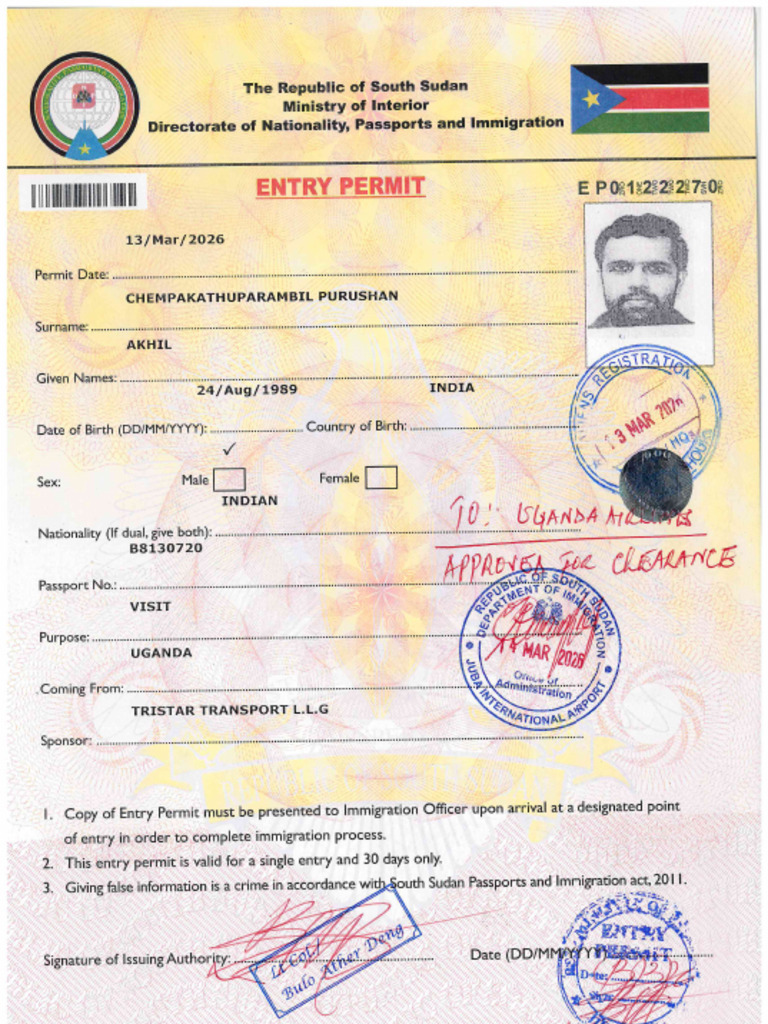 Entry Permit Akhil CP | PDF