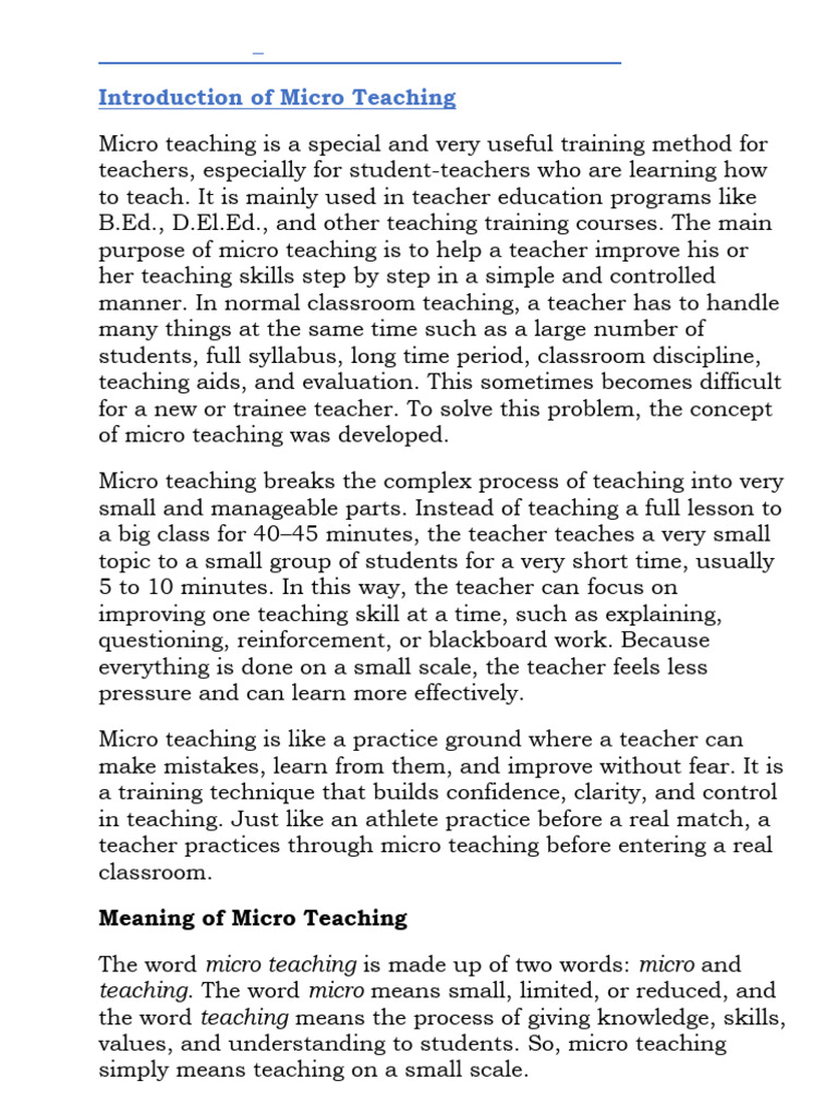 Micro Teaching | PDF