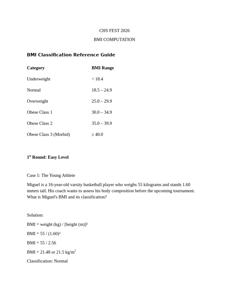 BMI Computation | PDF