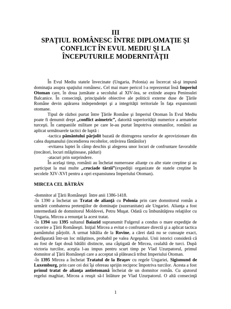 3.spatiul Romanesc Intre Diplomatie Si Conflict | PDF