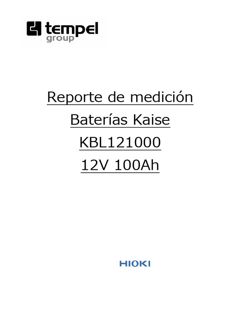 Informe Medición Baterias Kaise KBL121000 | PDF