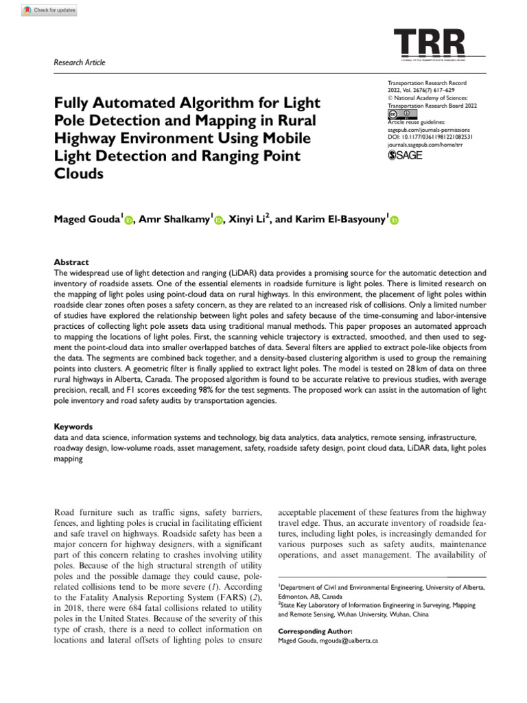 Fully Automated Algorithm For Light Pole Detection and Mapping in Rural ...