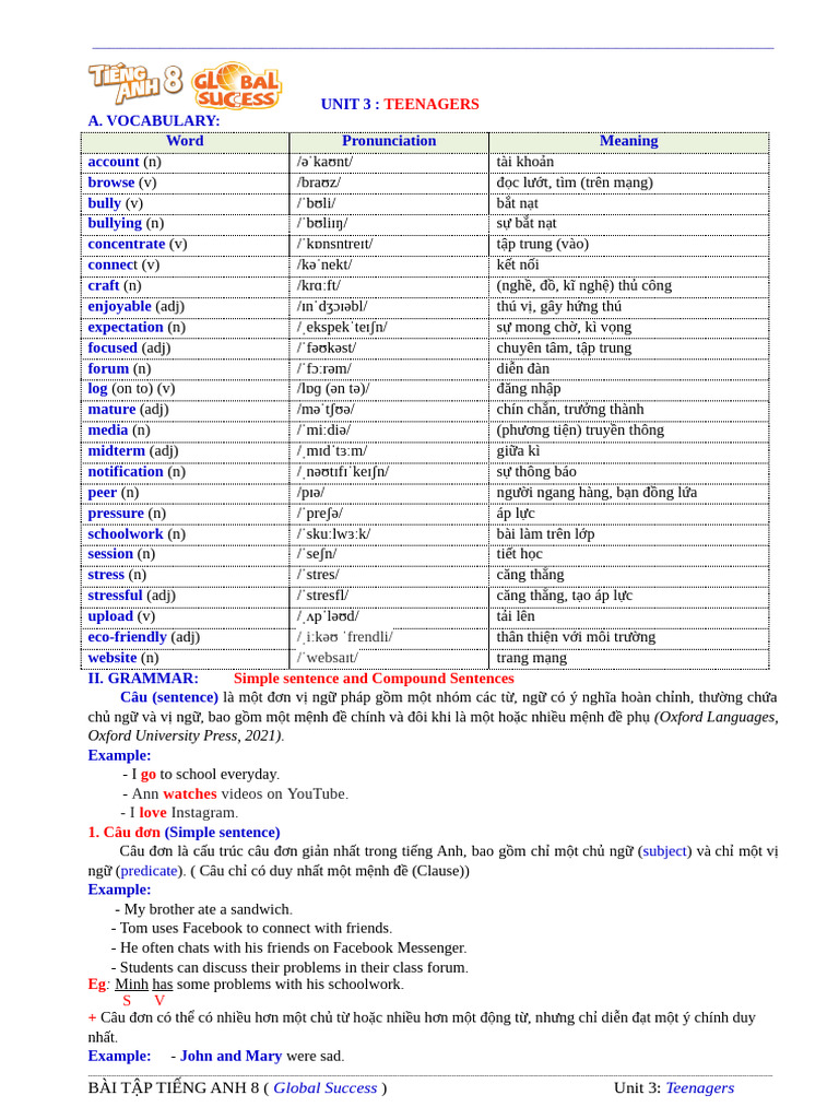 Bai Tap Unit 3 | PDF
