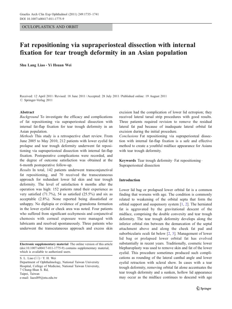 23.fat Repositioning Via Supraperiosteal Dissection With Internal ...