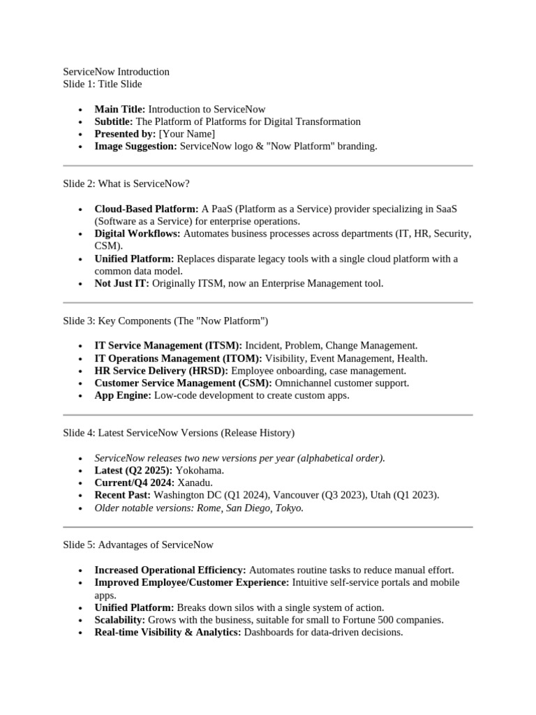 ServiceNow Introduction | PDF