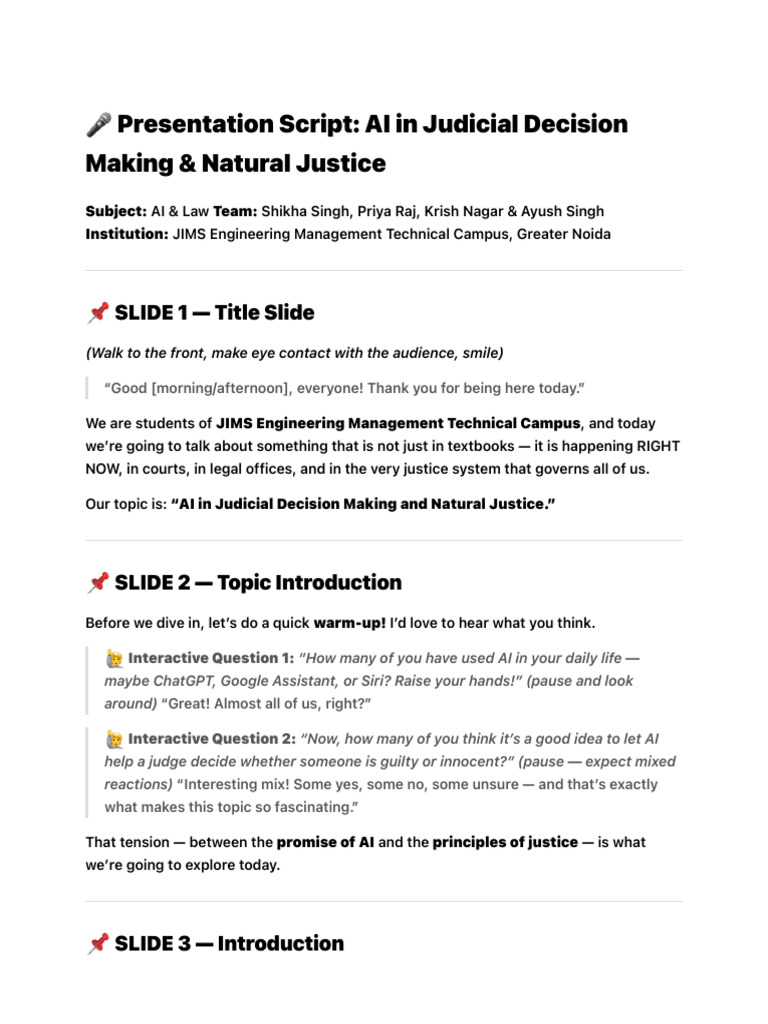 AI Law Presentation Script | PDF | Artificial Intelligence ...