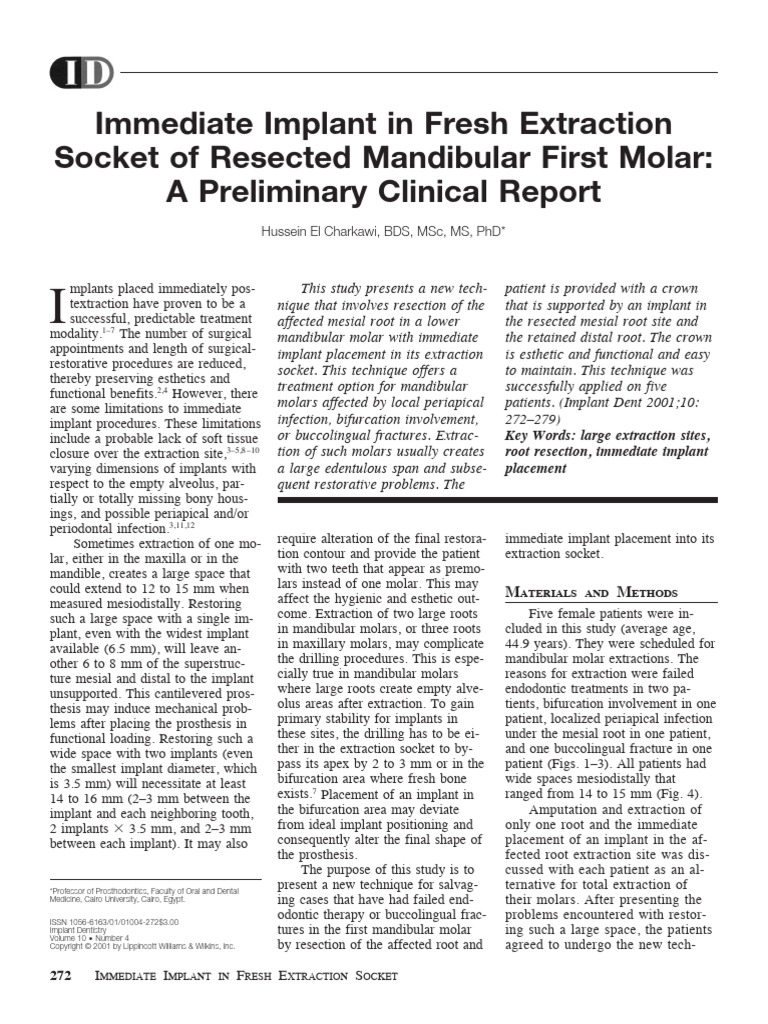 Immediate Implant in Fresh Extraction Socket of Resected Mandibular ...