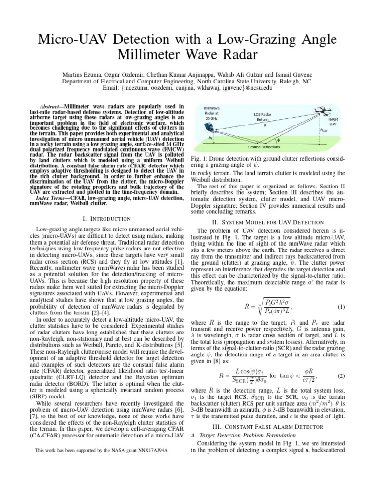 Micro UAV Detection With A Low Grazing A | PDF | Radar | Unmanned ...