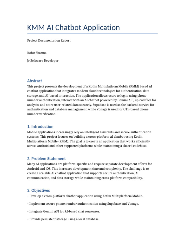 KMM Chatbot Project Documentation | PDF