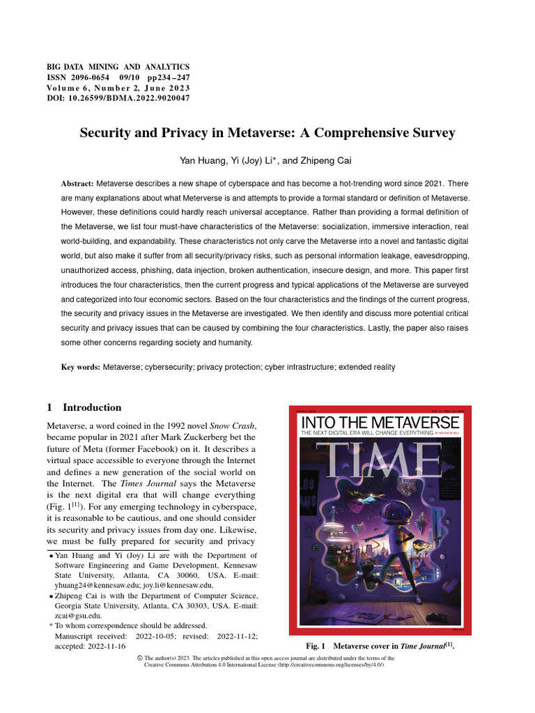 Security and Privacy in Metaverse A Comprehensive Survey | PDF